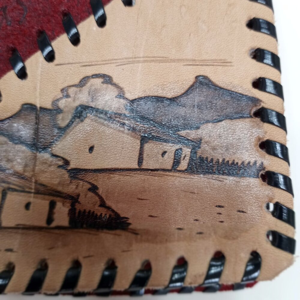 Red Leather Women Wallet w/Zipper & Mirror Handmade by Central American Artisans - Picture 3 of 7
